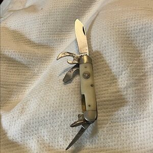 Vintage Men's boy Scout Multi-Tool Pocket Knife with Cream Handle